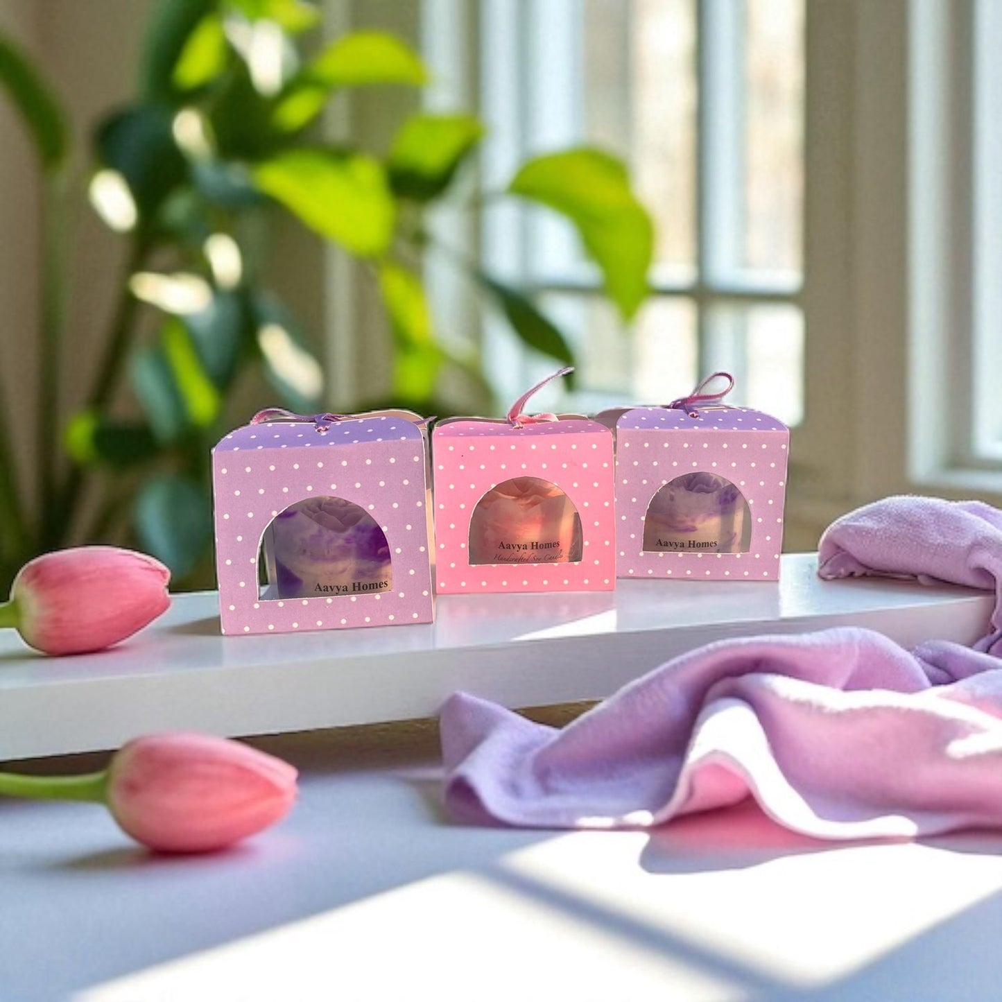 Pink Flower Pot Scented Soy Candle-Very Berry