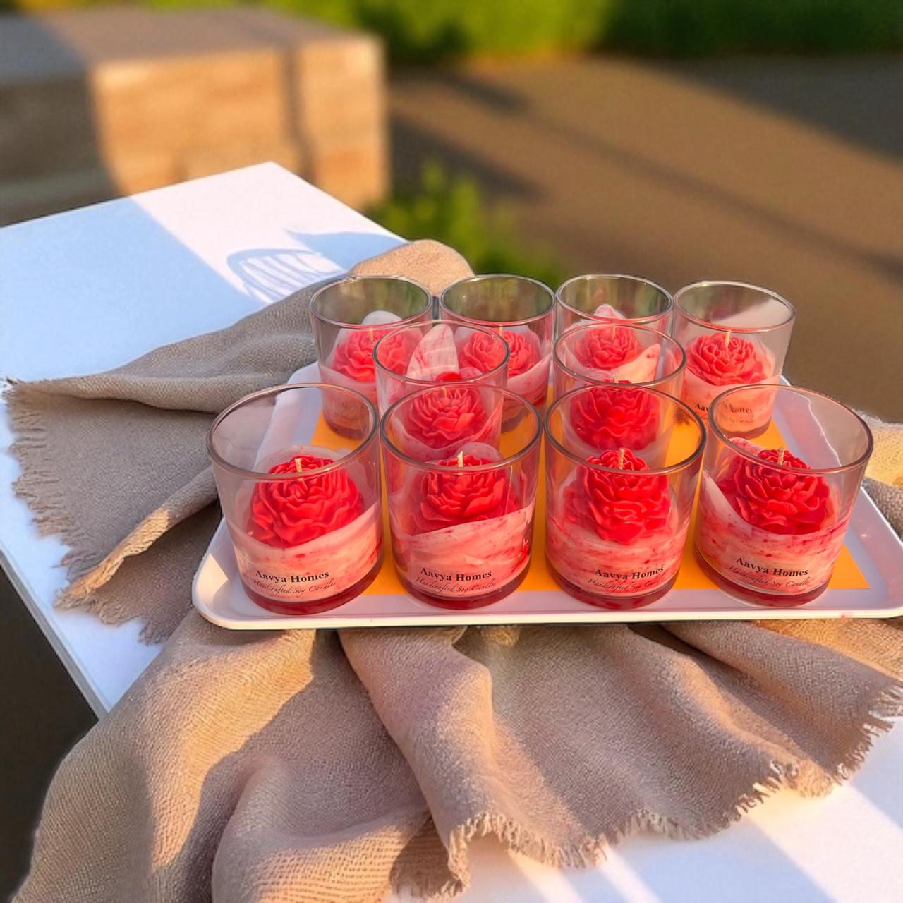 Red Flower Pot Scented Soy Candle-Ocean Breeze