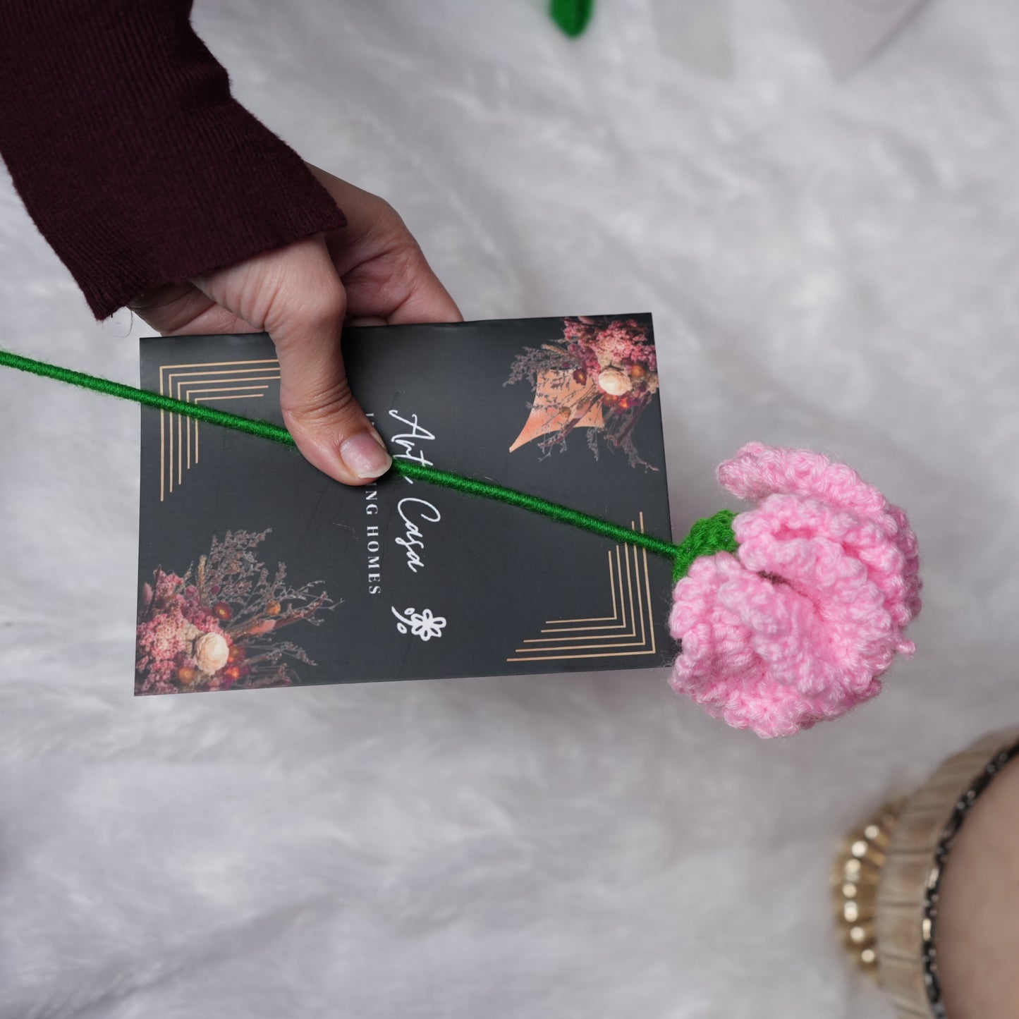 Pink Carnation Crochet Flower – Handcrafted Forever Floral Décor | ArteCasa