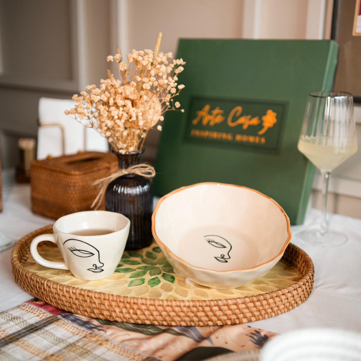 Abstract face breakfast set