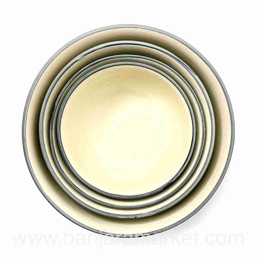 Banjara Market | Blue-Grey Rings Serving Bowls (Set of 4)