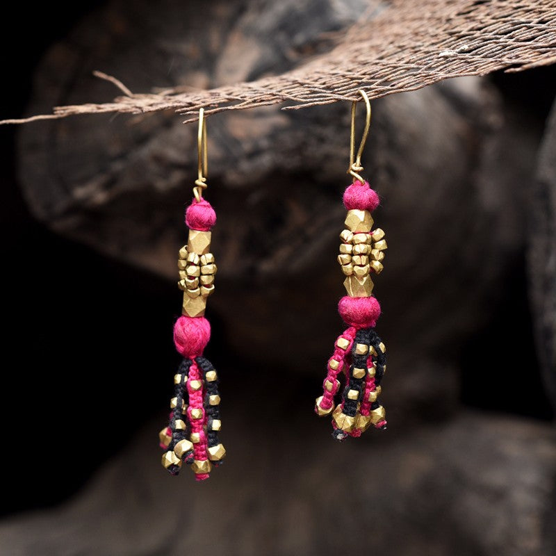 Pink & Black Dhokra Earring set