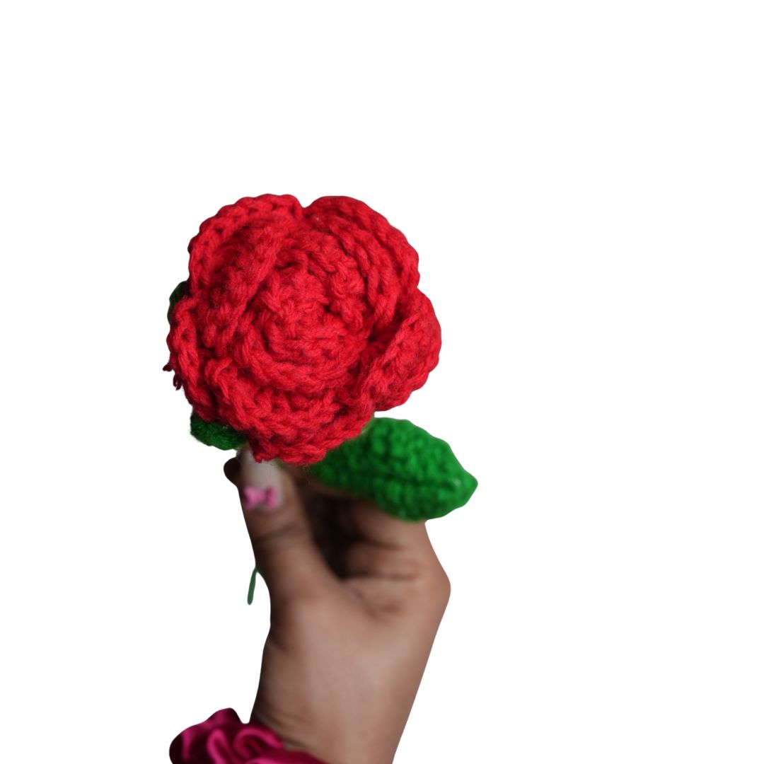 Handcrafted Red Crochet Rose – Forever Flower Décor | ArteCasa