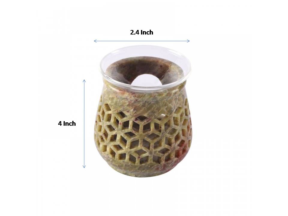 Olive Green Handcarved Aroma Diffuser in Soap Stone