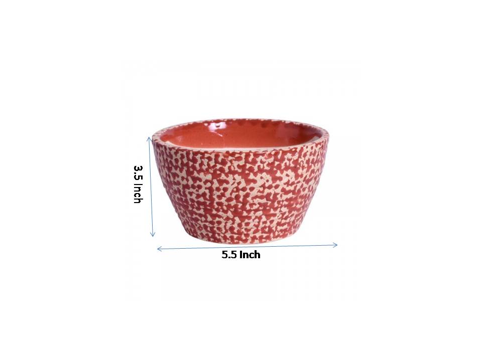 ceramic glazed red oval polka dot table top planter