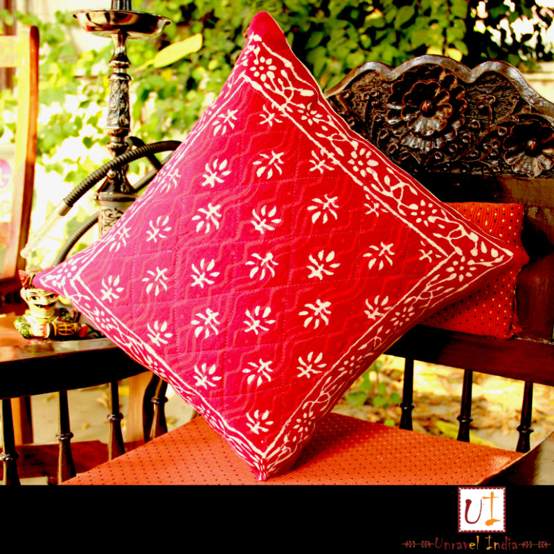 Sanganeri Print Red Cushion Covers (Set of 2)