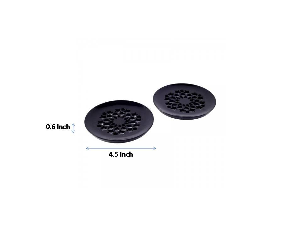 Handcarved black circular coaster in Soap Stone(Set of 2)