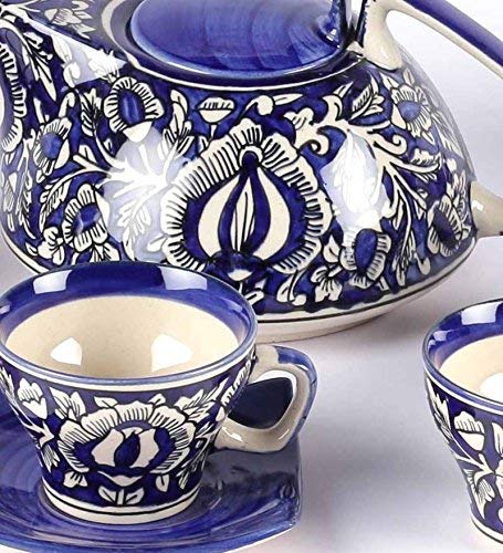 Ceramic Mughal Handpainted Blue Tea Set (15 pcs.)