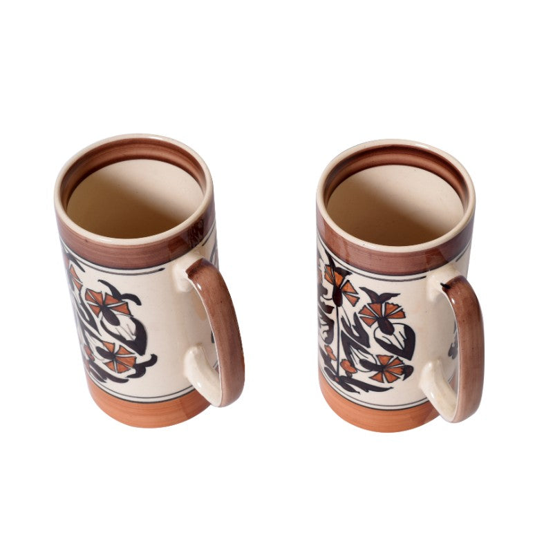 Ceramic Floral Beer mug set (Set of 2)
