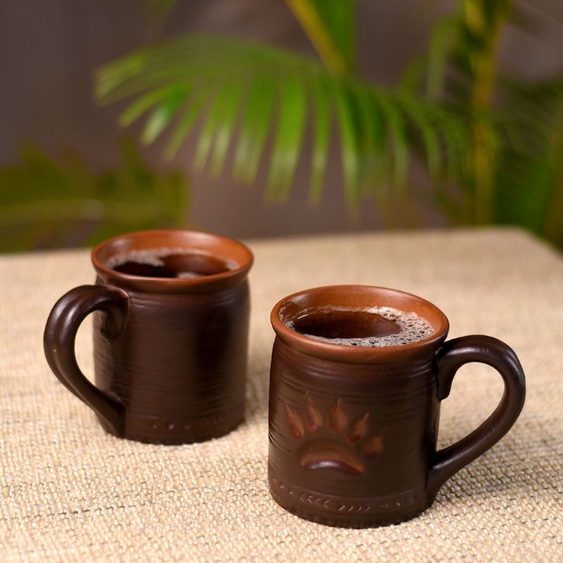 Stoneware Studio Glazed Pottery Beer Mugs (Set of 2, Black )