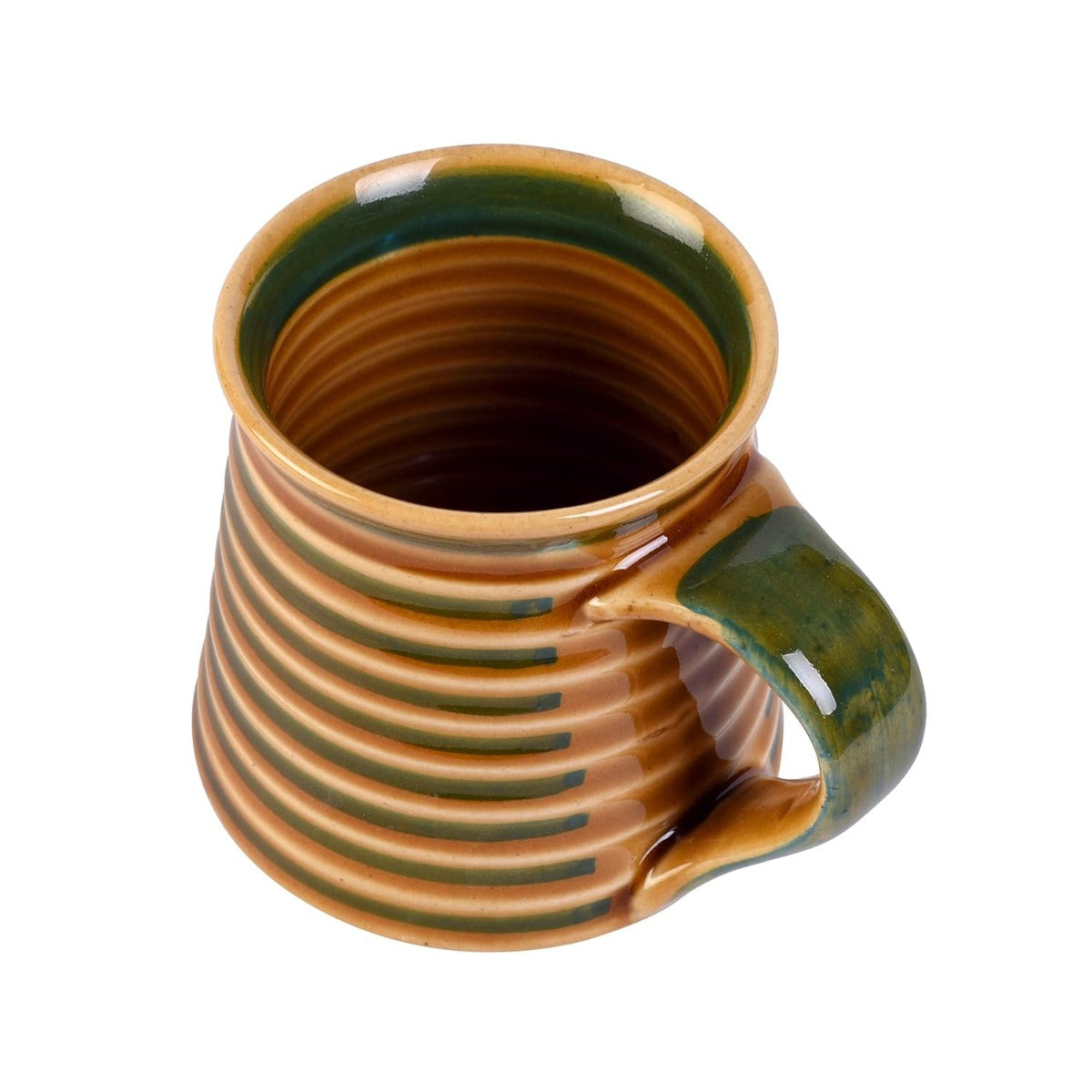 Studio Glazed Brown Green Textured Handmade Ceramic Coffee Mug(6 Mug)