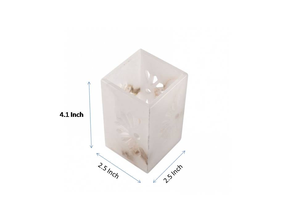 Handcarved white pen stand in Soap Stone