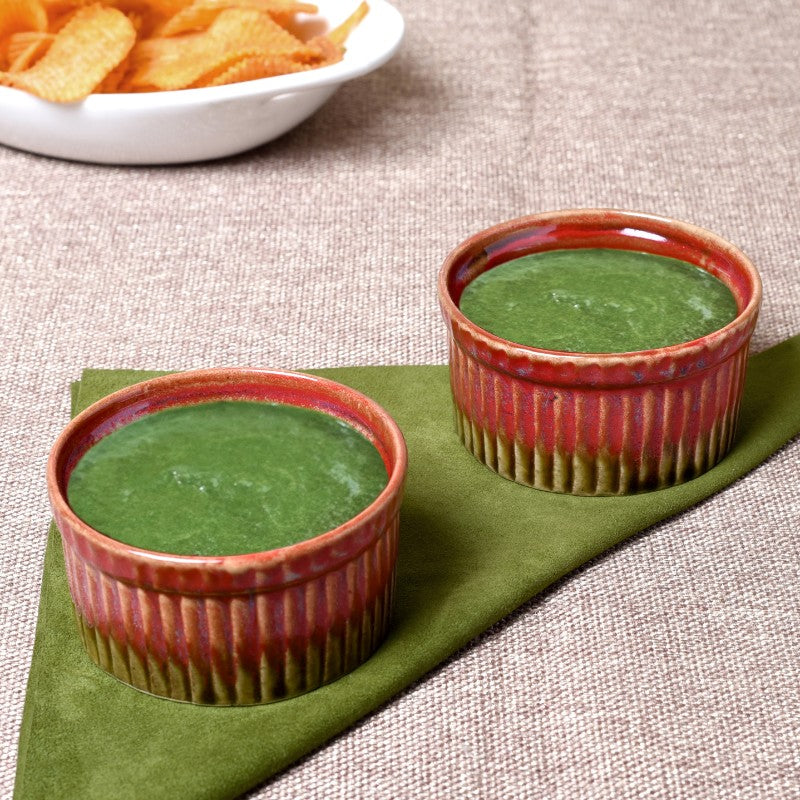 ceramic maroon & dark brown studio chutney bowl set (Set of 2)