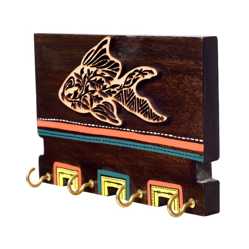 Sheesham Wood Handcarved & handpainted key holder