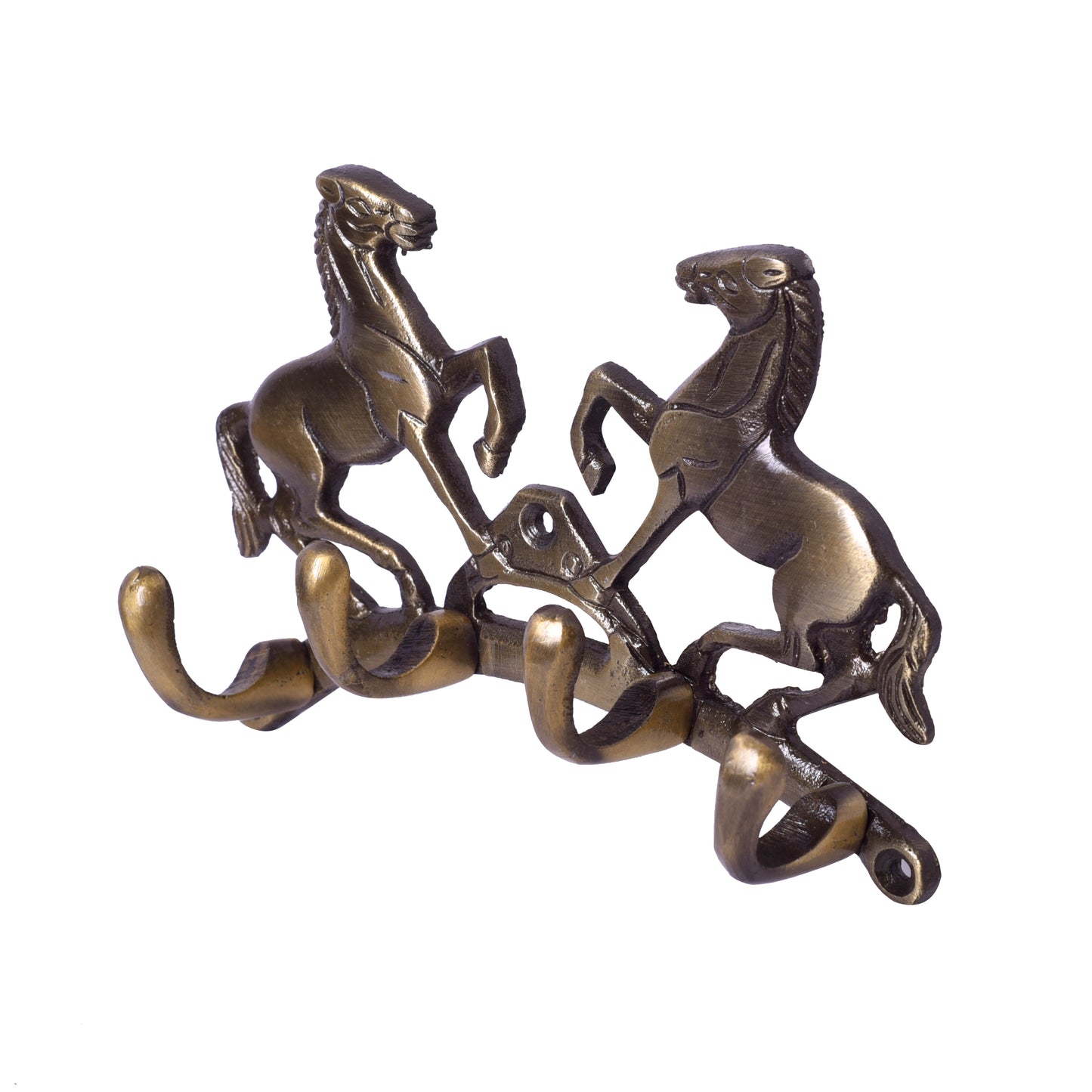 horse motif wall hanging brass key holder with 5 hooks