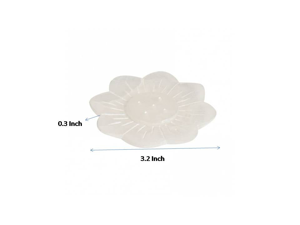 Incense Stick Holder Marble Floral Design Inscent Burner Plate/ Ash Catcher Dish,(White)