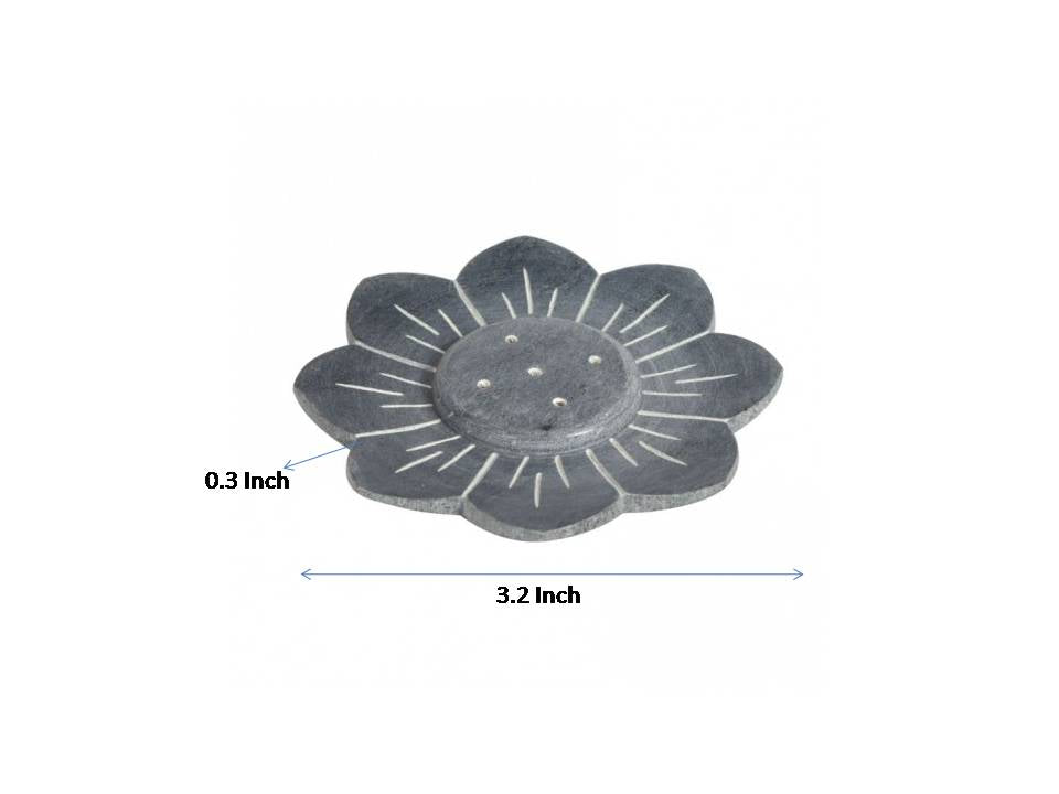 Incense Stick Holder Marble Floral Design Inscent Burner Plate/ Ash Catcher Dish,(Grey)