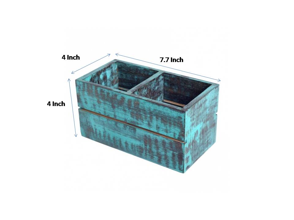 Antique Finish Mango Wood Cuttley Holder(2 Partitions)