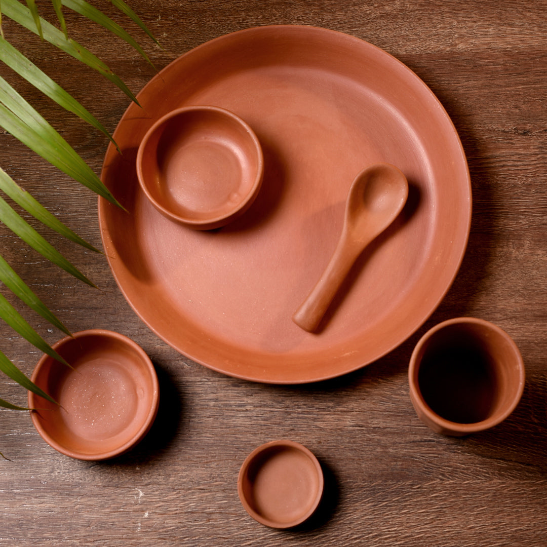 handmade earthern clay dinner set(Set of 6)
