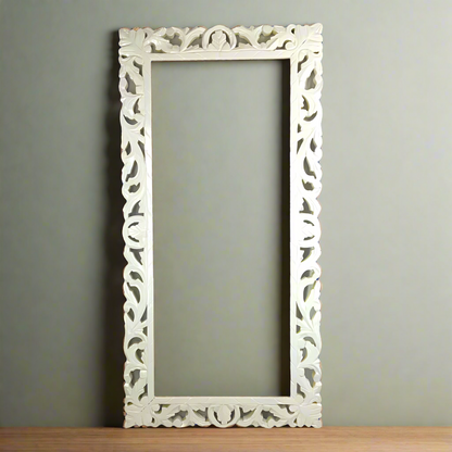 Banjara Market | White Carved Wooden Frame (153x60cm)