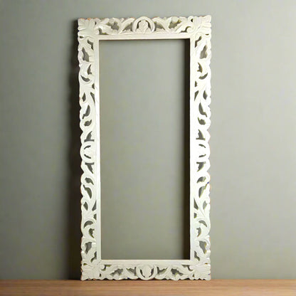 Banjara Market | White Carved Wooden Frame (153x75 cm)