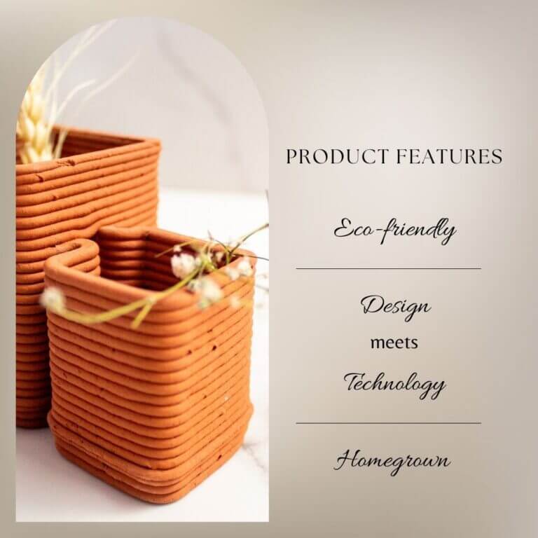 Terracotta Cubicles Vase | Byora Homes | Terracotta