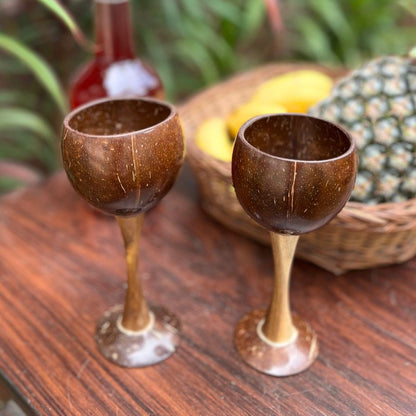 Thenga Coconut Shell/Wooden Wine Glass ( Set of 2 )