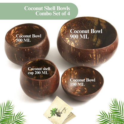 Thenga Coconut Shell Round Bowl - 900 ml, 500 ml, 150 ml, 200 ml, Brown