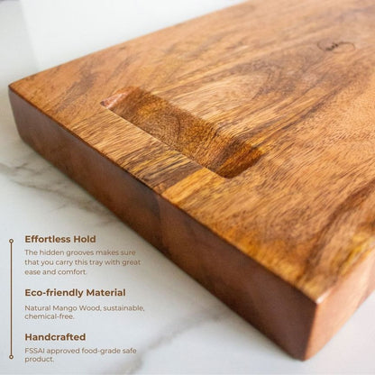 Hidden Hold Mango wood Tray | Byora Homes | Brown | Mango Wood