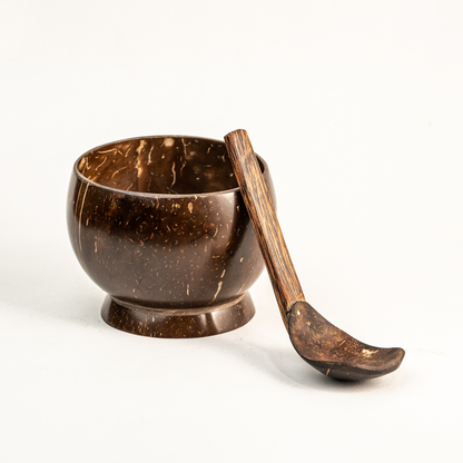 Thenga Coconut Shell/Wooden Soup Bowl with Spoon