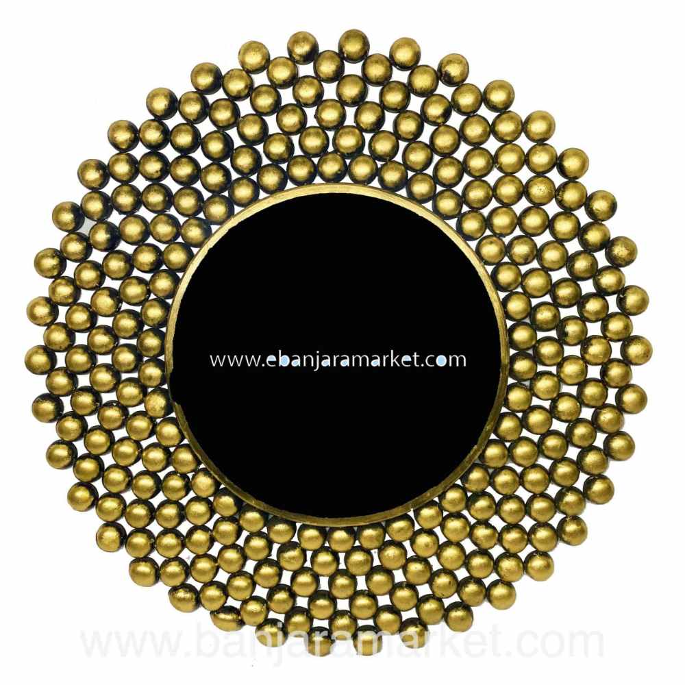 Banjara Market | Golden Beads Frame Mirror (BIG)