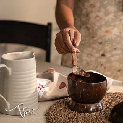 Thenga Coconut Shell/Wooden Soup Bowl with Spoon