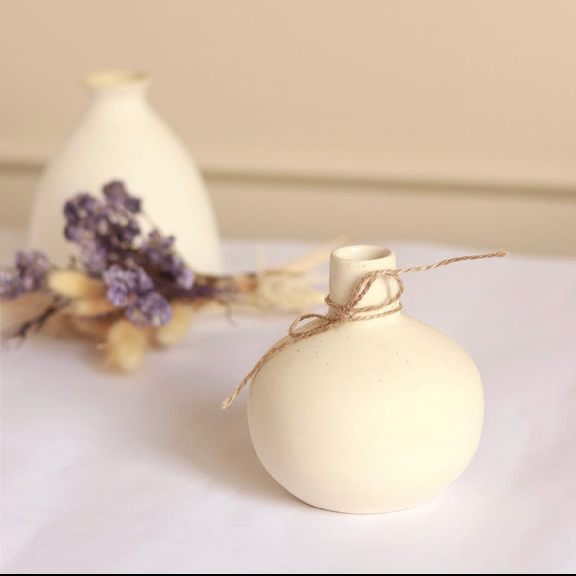 Onion vase with lavender bunch