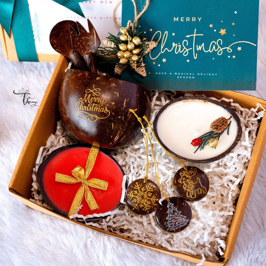 Eco-Friendly Christmas Gift Hamper - 1 Christmas Bowl, 3 Hangings, 2 Candles, 1 Christmas Star