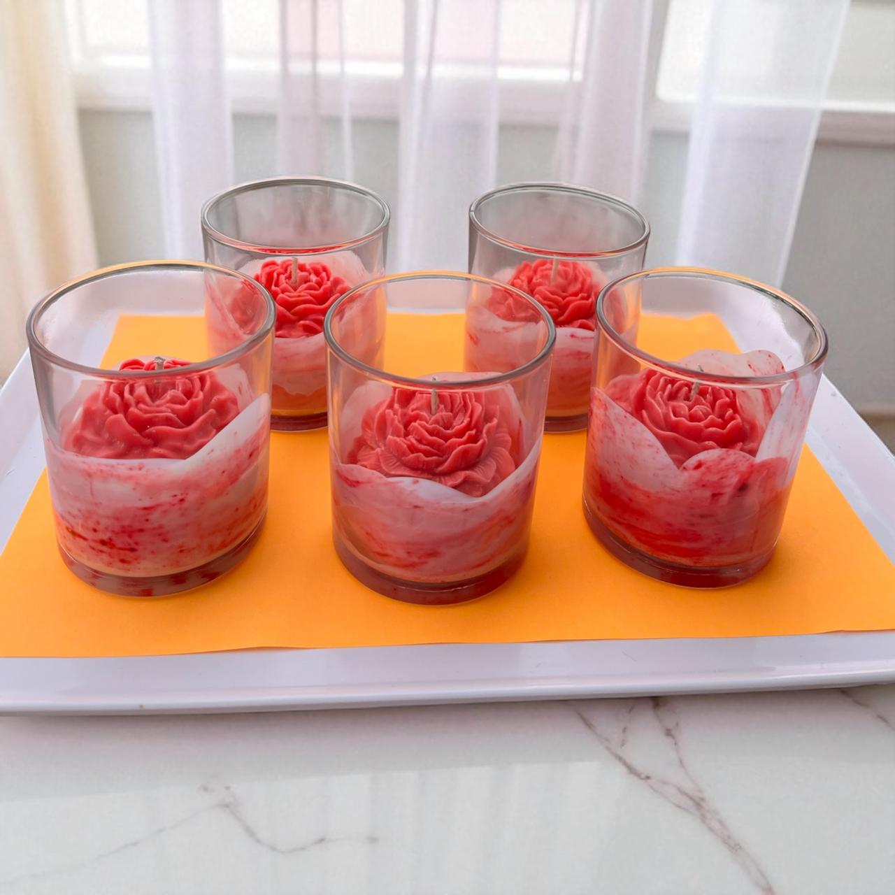 Red Flower Pot Scented Soy Candle-Peony