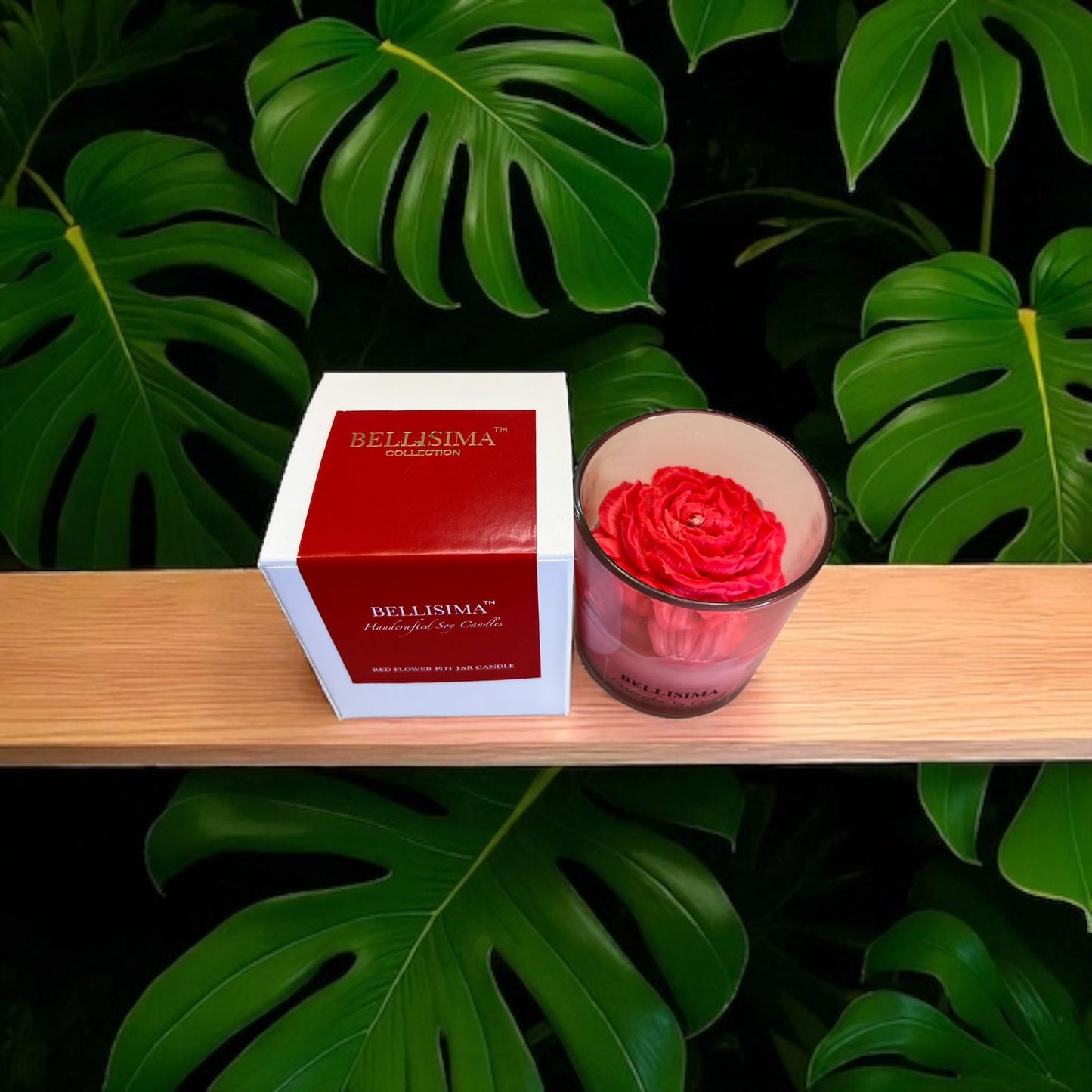 Red Flower Pot Scented Soy Candle-Ocean Breeze
