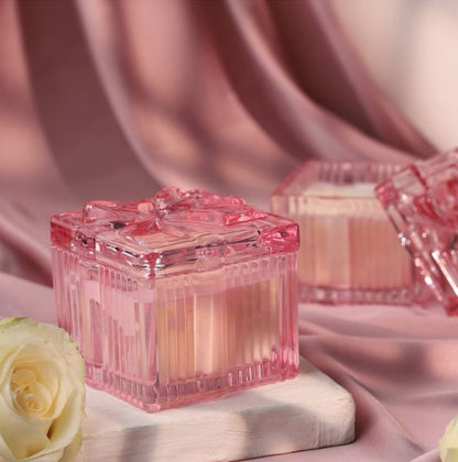 Pink Bow Tub Scented Soy Candle Jar-Peony
