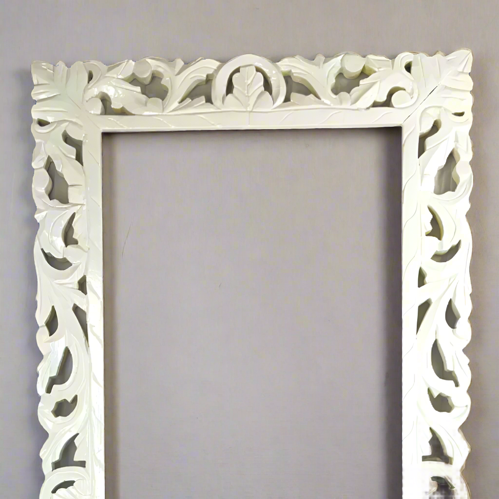 Banjara Market | White Carved Wooden Frame (153x60cm)