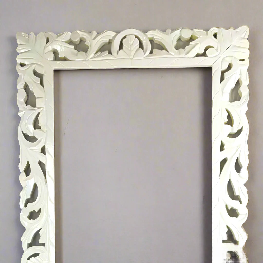 Banjara Market | White Carved Wooden Frame (153x75 cm)