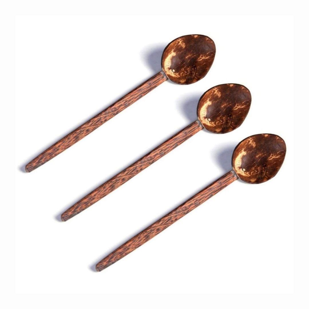 Thenga Coconut shell large Cooking Spoon (Set of 3)