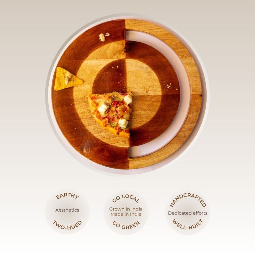 Two-Hued Mango Wood Cheese Platter | Byora Homes | Brown | Mango Wood