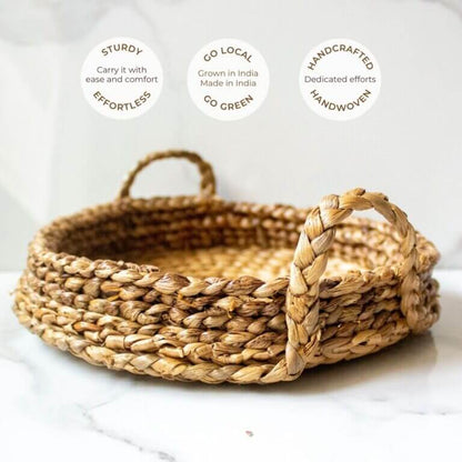 Handcrafted Woven Tray | Byora Homes | Water Hyacinth