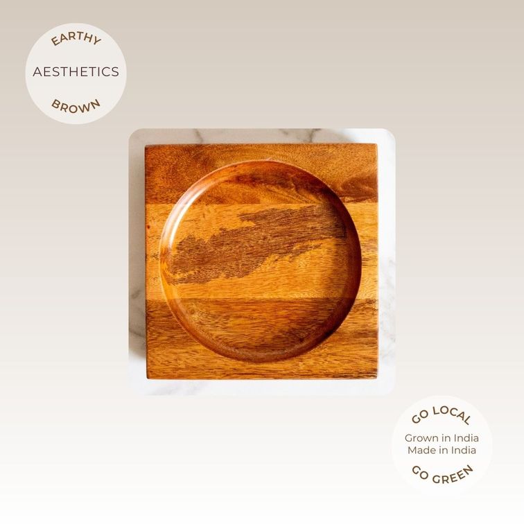 Squircle Mango Wood Plate | Byora Homes | Brown | Mango Wood