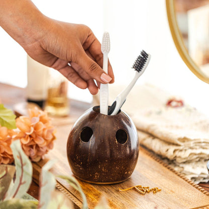 Thenga Eco-Friendly Coconut Shell Toothbrush Holder