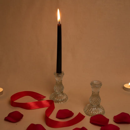 Midnight Flame Candle Set – Black Taper Candle with Stand | Artecasa