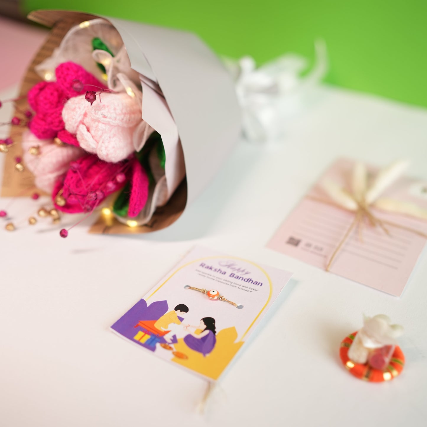 Pretty Pansy Bouquet Rakhi hamper