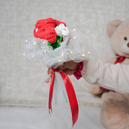 Radiant Red Rose Bloom – Handcrafted Crochet with LED Glow | ArteCasa