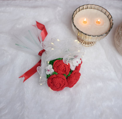 Radiant Red Rose Bloom – Handcrafted Crochet with LED Glow | ArteCasa