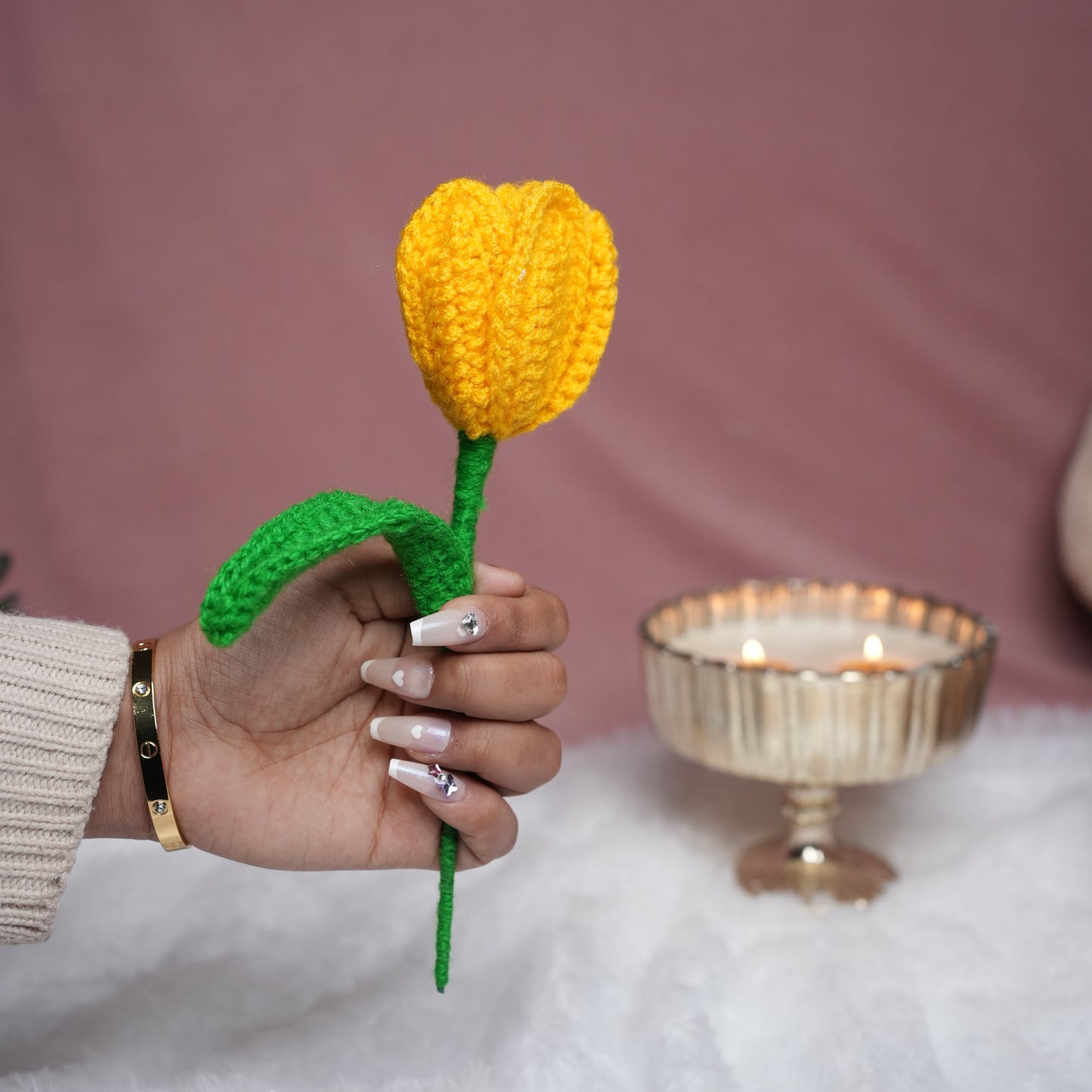 Handcrafted Tulip Crochet – Yellow Forever Flower | ArteCasa