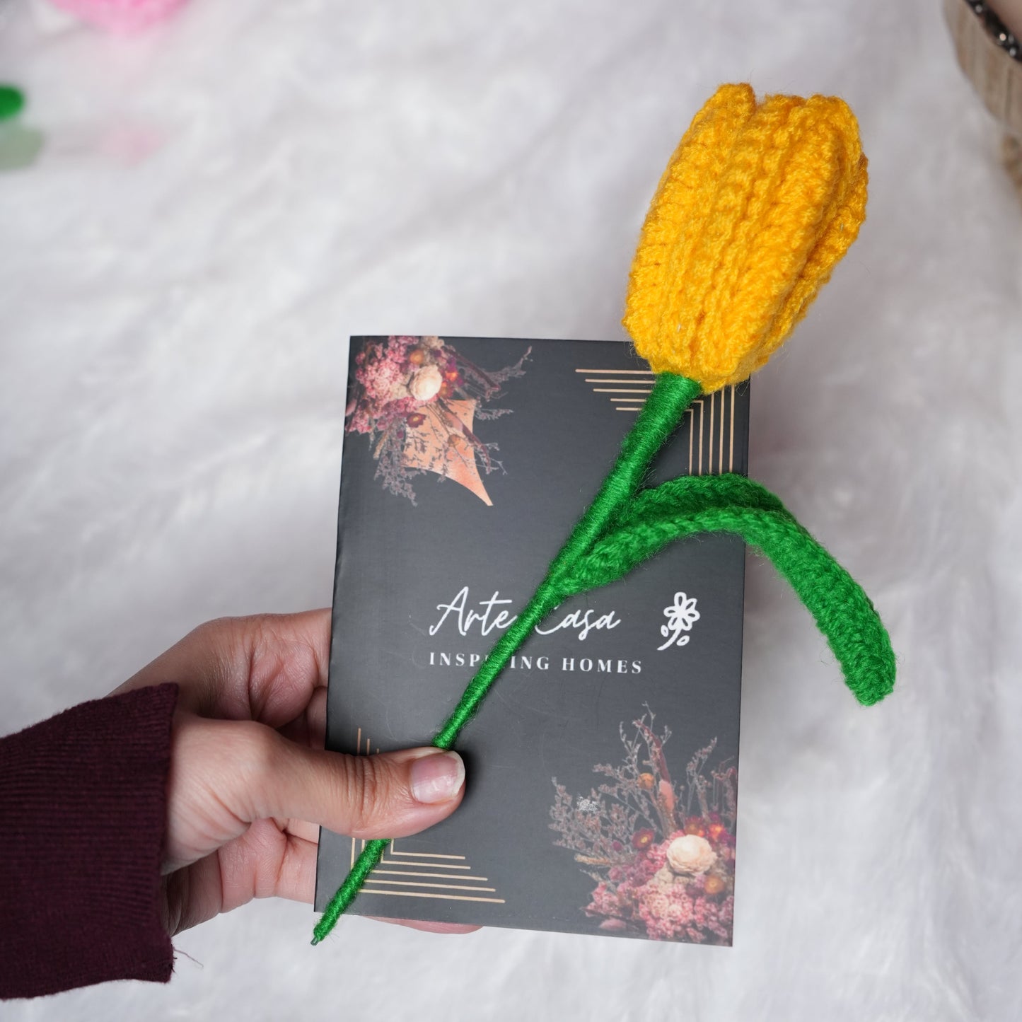 Handcrafted Tulip Crochet – Yellow Forever Flower | ArteCasa